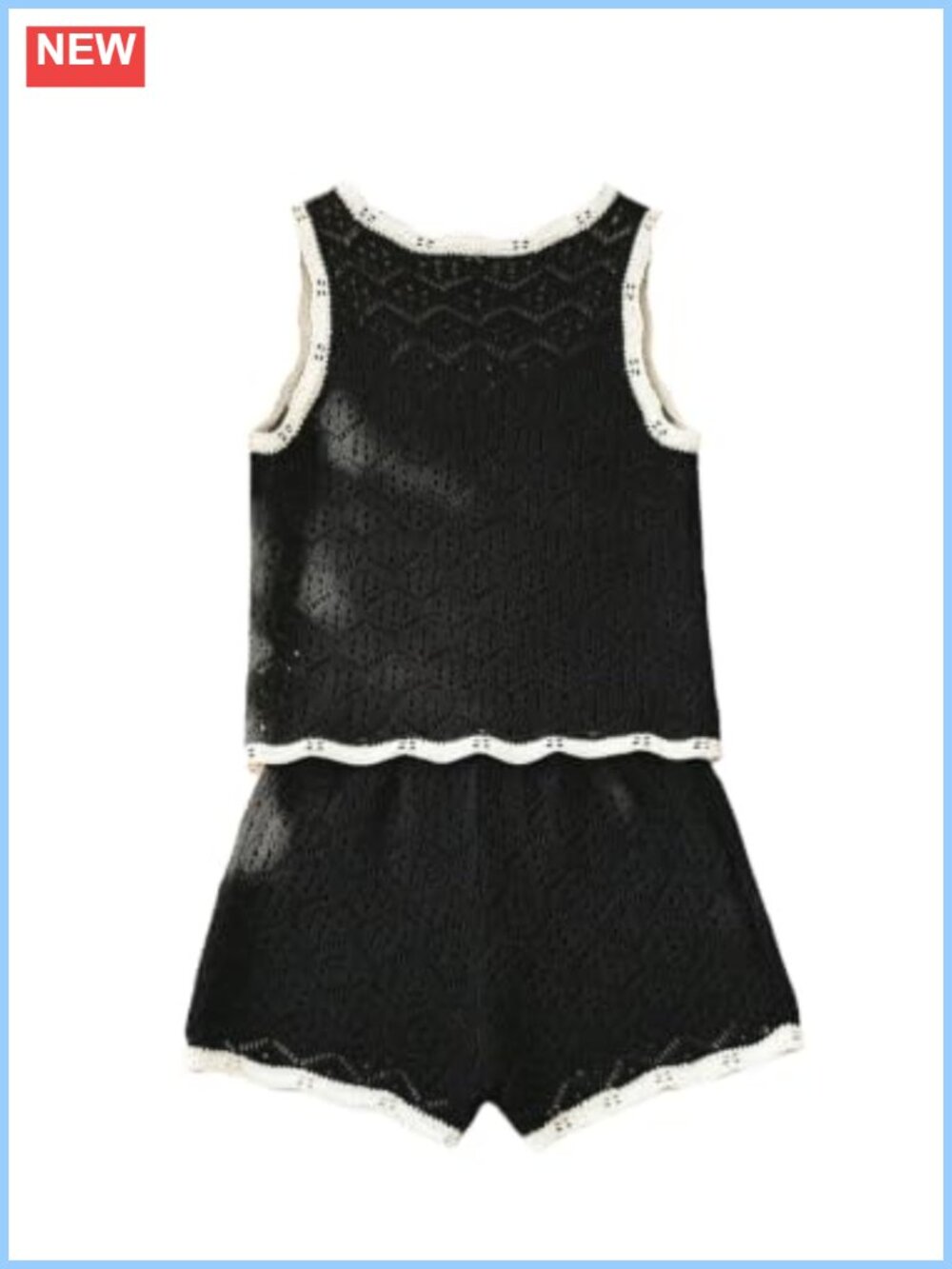 Crochet 2 Piece Tank Top & Shorts Set Sleeveless Casual Vacation Outfit